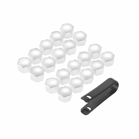 Set 20 capace prezoane de 17 mm si cheie de scos capace, universale, hexagonale, cromate [6]