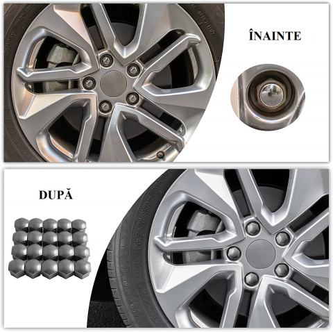 Set 20 capace prezoane de 17 mm si cheie de scos capace, universale, hexagonale, cromate [1]