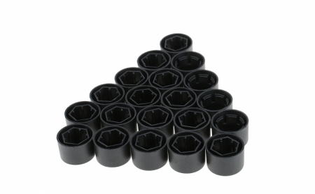 Set 20 capace prezoane de 17 mm si cheie de scos capace, VW/ Audi/ Skoda, 16 buc hexagonale si 4 buc antifurt, negru mat [6]