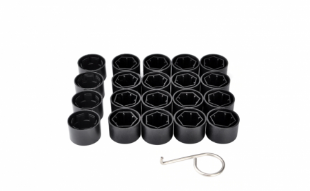 Set 20 capace prezoane de 17 mm si cheie de scos capace, VW/ Audi/ Skoda, 16 buc hexagonale si 4 buc antifurt, negru mat [4]