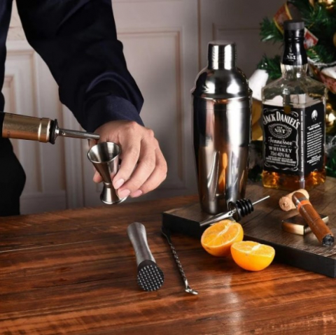 Set Cocktail Shaker pentru preparare bauturi, din otel inoxidabil, argintiu [1]