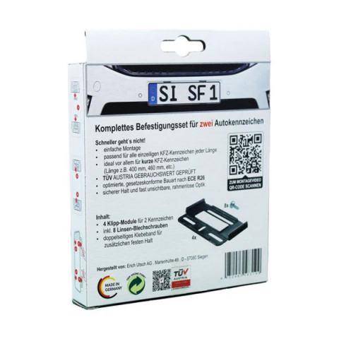 Suport ascuns placute numar inmatriculare auto - 4 bucati (fata + spate), fara rama, slim, negru [8]