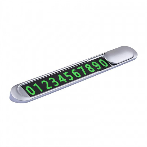 Accesorii interioare - Suport auto bord cu numar de telefon pentru parcare temporara cu cifre magnetice si fosforescente, metalic, argintiu
