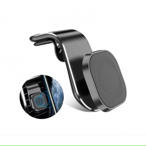 Accesorii interioare - Suport auto premium cu magnet puternic pentru telefon, prindere pe grila de ventilatie, compact, universal, rotire 360 grade, aluminiu, negru