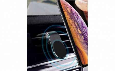 Suport magnetic auto pentru telefon, prindere pe grila de ventilatie, negru [5]