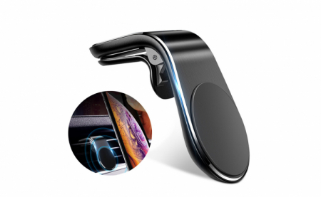 Suport magnetic auto pentru telefon, prindere pe grila de ventilatie, negru [9]