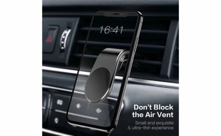 Suport magnetic auto pentru telefon, prindere pe grila de ventilatie, negru [7]