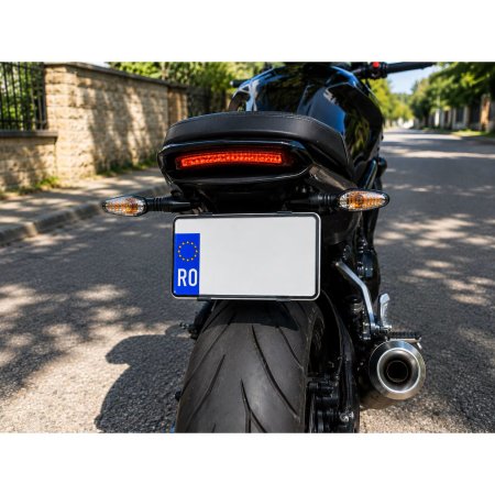 Suport numar inmatriculare MOTO, Tip C, 130mm, fara rama, subtire – 2 bucati (spate), negru, G-Mark® [2]
