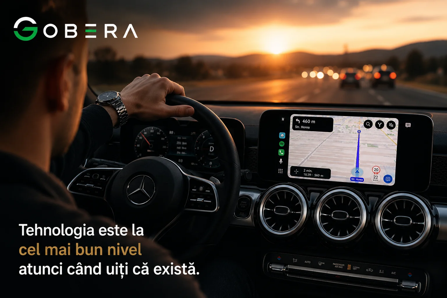 CarPlay conectat pe ecranul multimedia al mașinii