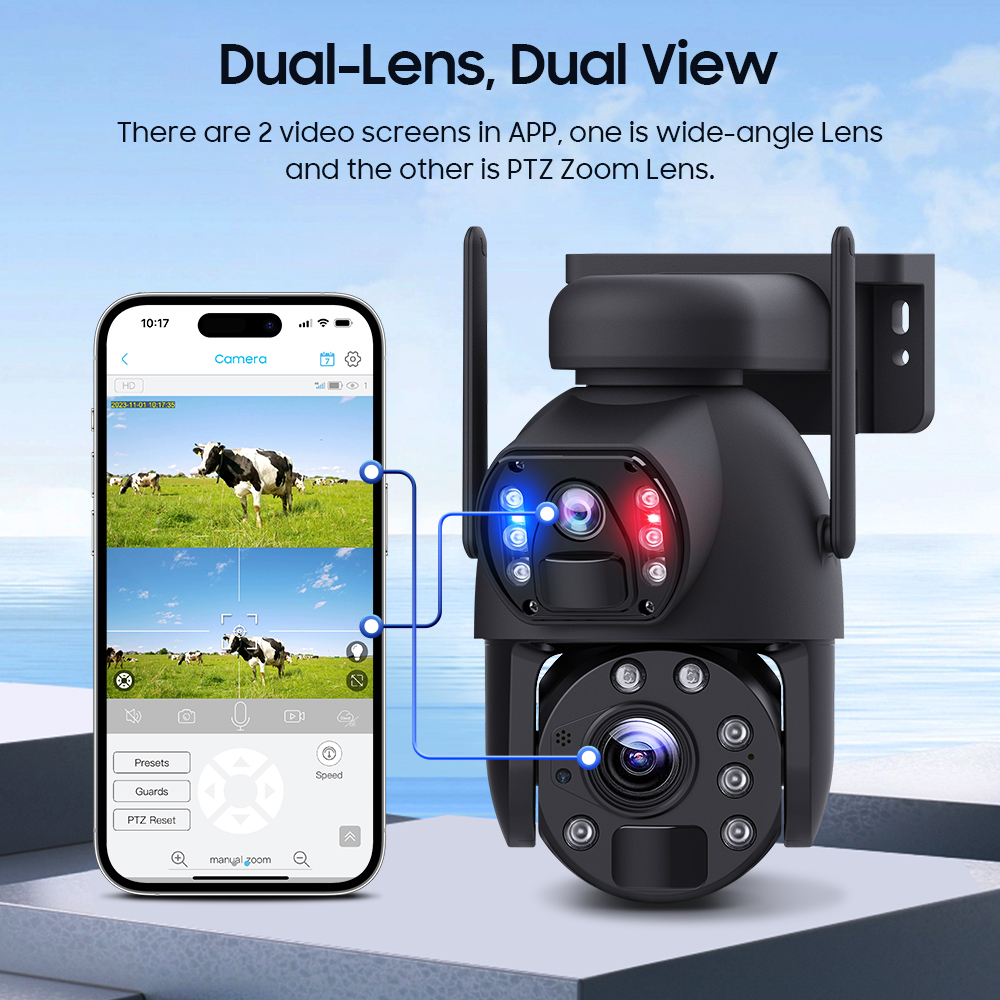 Camera de Supraveghere 24/7 goBERA®, 3MP+3MP, Panou Solar 20W, Baterie 20000mAh, Zoom Optic 20X, Detectie Umana PIR, Vedere Nocturna 30m, Pan-Tilt, Audio Bidirectional, IP66, Stocare Cloud/TF 128GB [6]