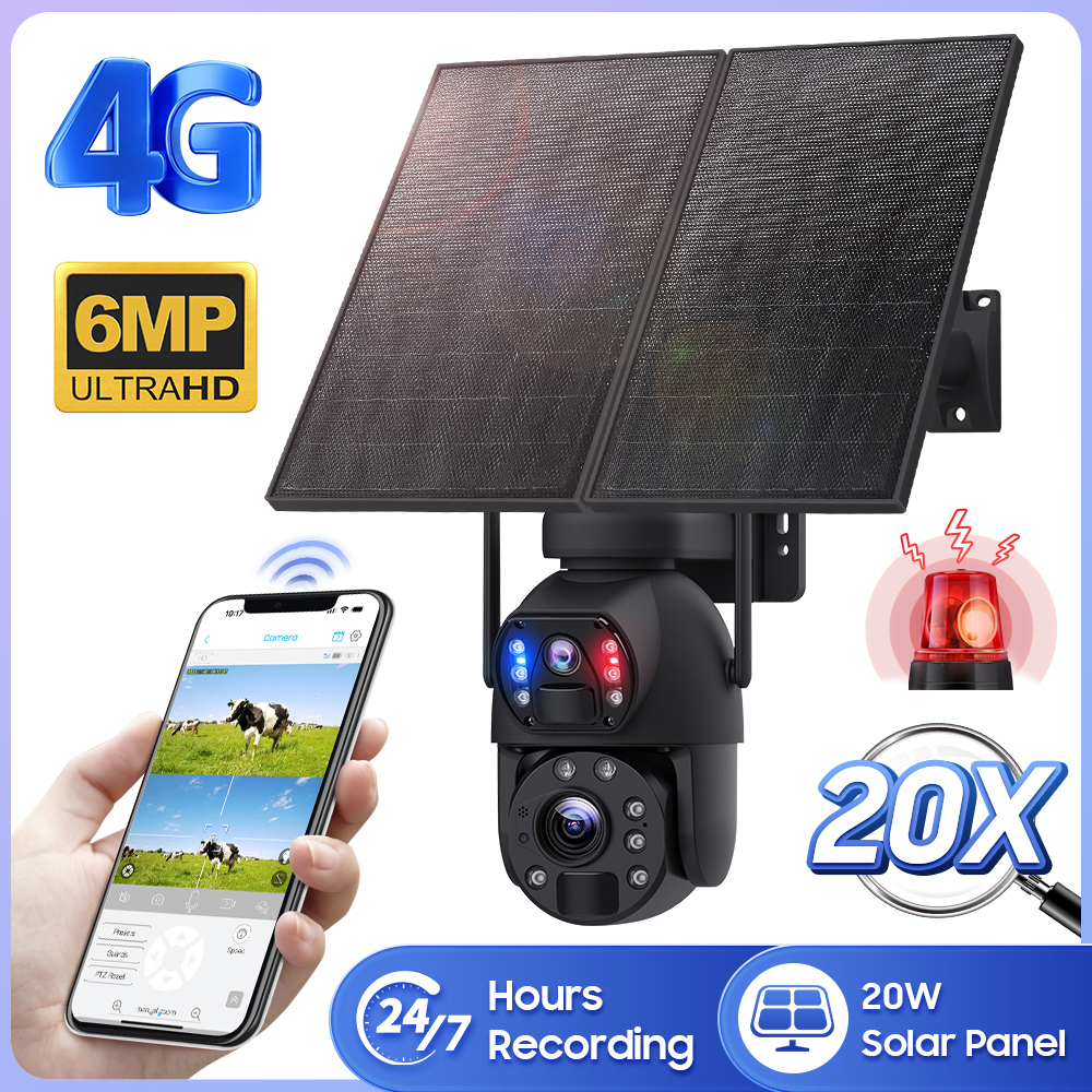 Camera de Supraveghere 24/7 goBERA®, 3MP+3MP, Panou Solar 20W, Baterie 20000mAh, Zoom Optic 20X, Detectie Umana PIR, Vedere Nocturna 30m, Pan-Tilt, Audio Bidirectional, IP66, Stocare Cloud/TF 128GB [1]