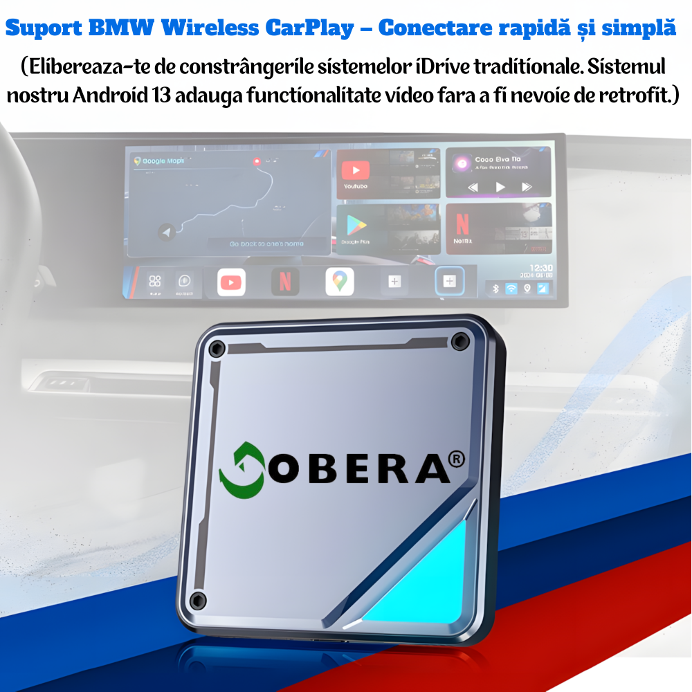 Adaptor AI Box pentru BMW, goBERA®, Android 13, Snapdragon QCM6125, 8GB RAM + 128GB ROM, Wi-Fi Dual 2.4/5GHz, Bluetooth 5.2, Split-Screen 5:5/3:7, GPS+GLONASS+Beidou, Aplicatii Multimedia, Plug & Play [2]