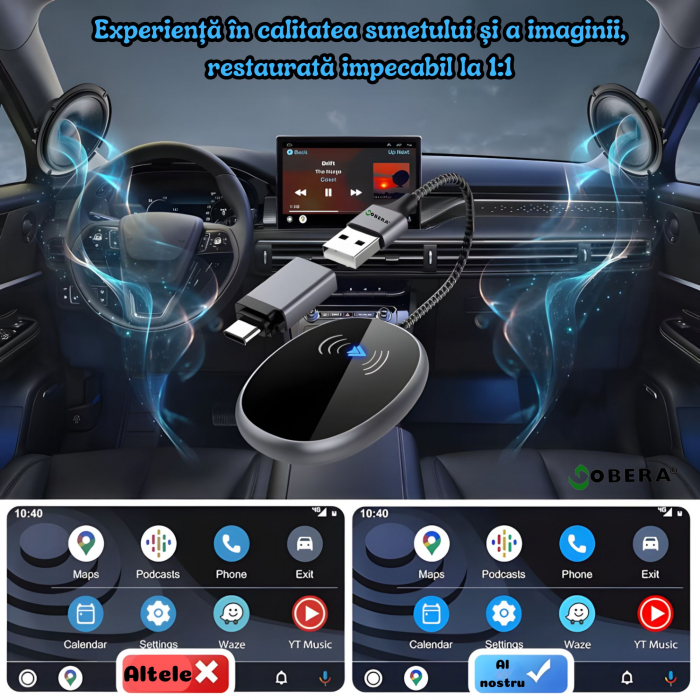 Adaptor Android Auto wireless goBERA®, Pentru masini cu AndroId Auto de fabrica prin cablu, Modul Android Auto, Android 11+, Procesor AI, Bluetooth 5.1, WiFi 5Ghz, Configurare usoara Plug and Play [5]