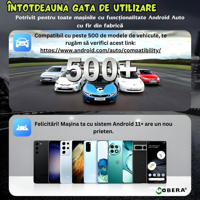 Adaptor Android Auto wireless goBERA®, Pentru masini cu AndroId Auto de fabrica prin cablu, Modul Android Auto, Android 11+, Procesor AI, Bluetooth 5.1, WiFi 5Ghz, Configurare usoara Plug and Play [3]