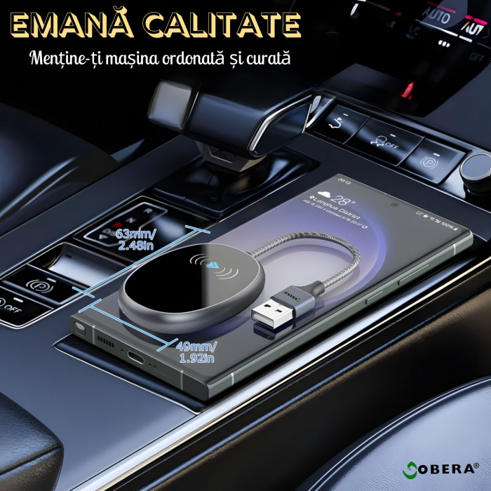 Adaptor Android Auto wireless goBERA®, Pentru masini cu AndroId Auto de fabrica prin cablu, Modul Android Auto, Android 11+, Procesor AI, Bluetooth 5.1, WiFi 5Ghz, Configurare usoara Plug and Play [2]