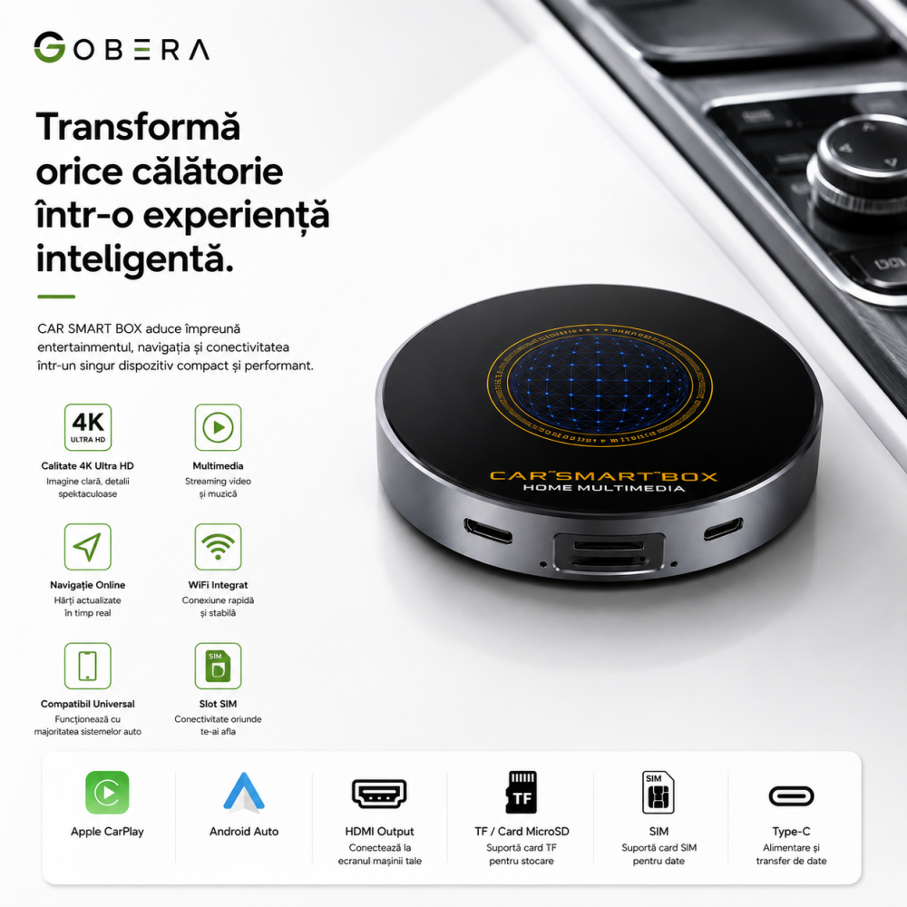 Adaptor Auto AI Box – Wireless CarPlay & Android Auto, Android 13, Procesor Snapdragon 6125, 4GB+64GB, 4G, HDMI 4K, YouTube & Netflix [6]