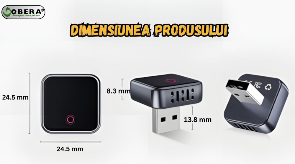 Adaptor CarPlay wireless, Android Auto wireless, Mini Wireless goBERA, Bluetooth 5.3, Wi-Fi dual-band, Plug & Play auto, compatibil iPhone și Android, hands-free mașină, conexiune rapidă. [7]