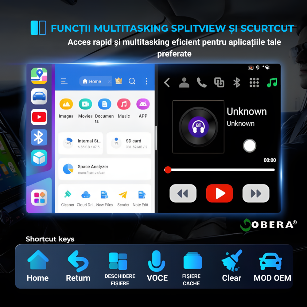 Adaptor Wireless CarPlay & Android Auto goBERA® AI Box cu Android 15, 8GB RAM + 128GB Stocare, Procesor Qualcomm Octa-Core 6350, Slot 4G SIM, Redare 4K, Ambient Light 7 Culori, Plug & Play [7]