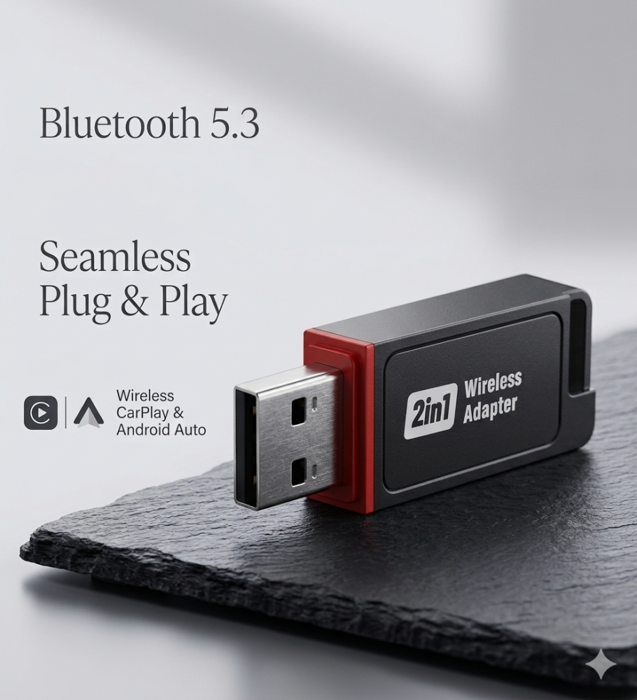 Adaptor Wireless CarPlay & Android Auto goBERA®️ – Plug & Play, Reconectare Automata, Bluetooth 5.3, Wi-Fi 5G, Compatibil iPhone & Android, Control Vocal si Touch, Suport OEM, Negru [8]
