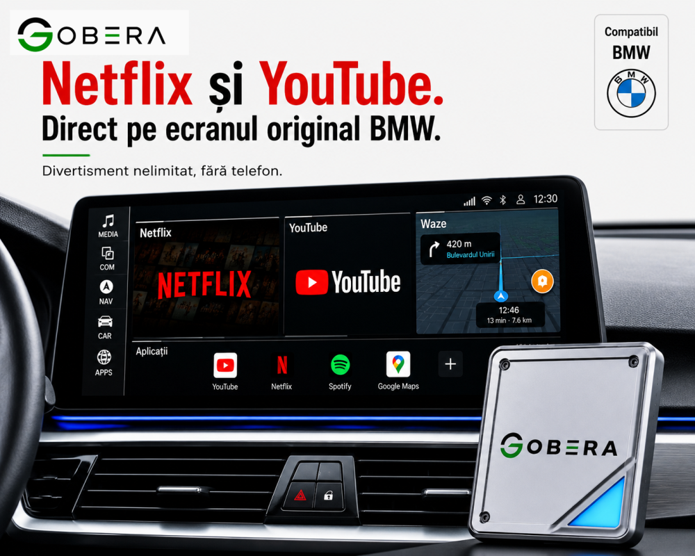 AI Box BMW goBERA® – Android 13 cu Netflix, YouTube, Waze și Google Maps pe ecranul original BMW, Snapdragon QCM6125, 8GB RAM, 128GB [5]