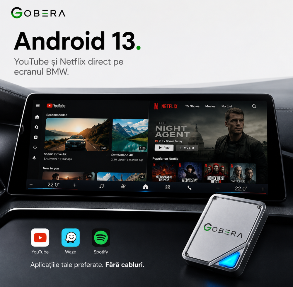 AI Box BMW goBERA® – Android 13 cu Netflix, YouTube, Waze și Google Maps pe ecranul original BMW, Snapdragon QCM6125, 8GB RAM, 128GB [8]