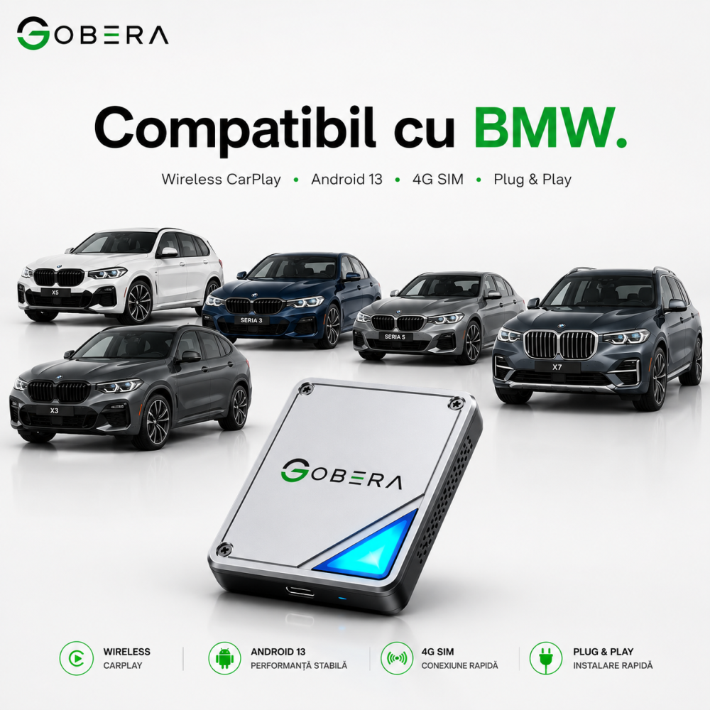 AI Box BMW goBERA® – Android 13 cu Netflix, YouTube, Waze și Google Maps pe ecranul original BMW, Snapdragon QCM6125, 8GB RAM, 128GB [9]