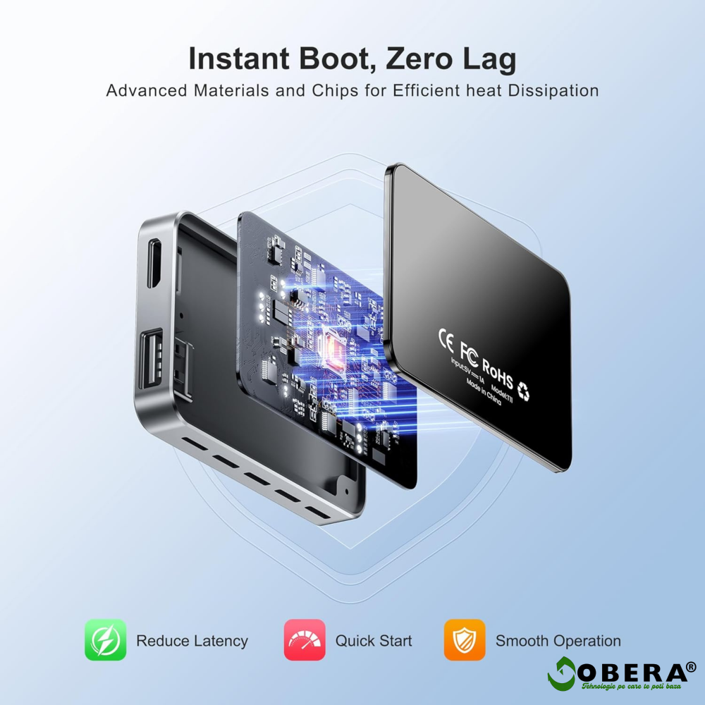 AI Box goBERA®, Adaptor Wireless CarPlay&Android Auto, Android 13, WiFi Dual 2.4/5GHz, HDMI 4K, Netflix, YouTube, Spotify, Bluetooth 5.0, Control Vocal, 4GB+32GB, Plug & Play pentru Masini cu CarPlay [6]