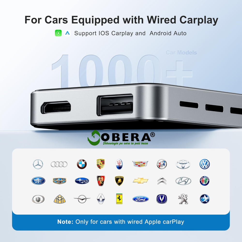AI Box goBERA®, Adaptor Wireless CarPlay&Android Auto, Android 13, WiFi Dual 2.4/5GHz, HDMI 4K, Netflix, YouTube, Spotify, Bluetooth 5.0, Control Vocal, 4GB+32GB, Plug & Play pentru Masini cu CarPlay [4]