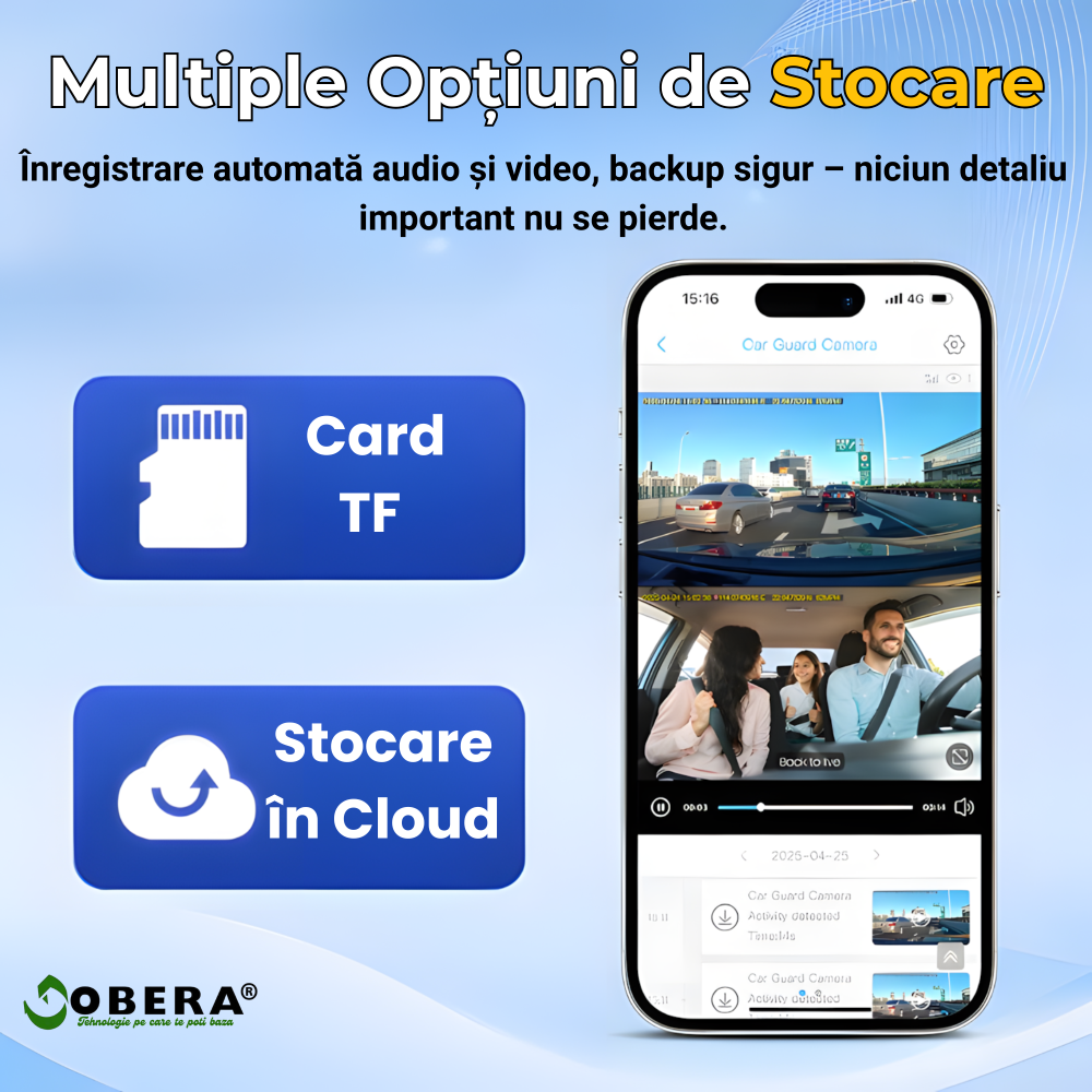 Camera auto de bord, Supraveghere parcare, 4G, GPS goBERA®, Dual Lens 3MP+3MP, Radar fata spate, OBD, Vedere nocturna, WiFi, Full HD, Monitorizare Parcare 24H, Aplicatie dedicata [7]