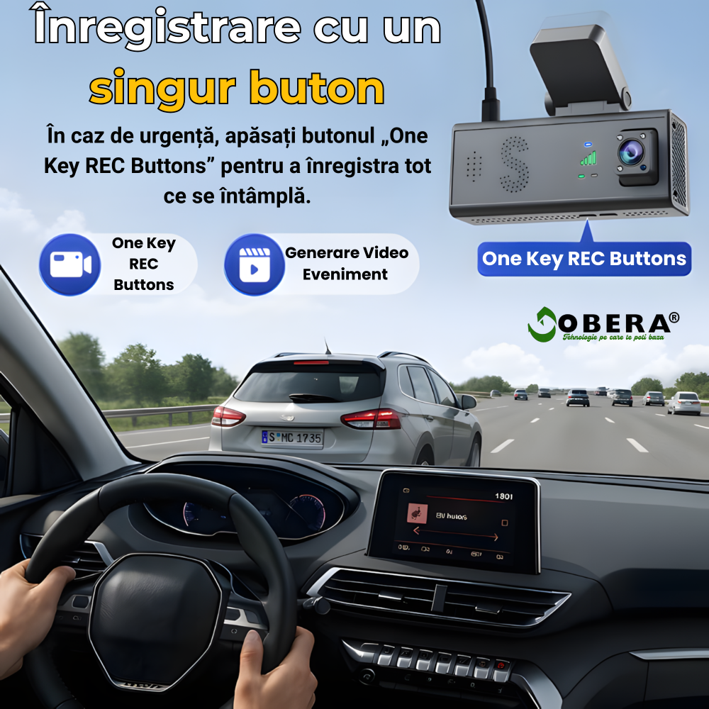 Camera auto de bord, Supraveghere parcare, 4G, GPS goBERA®, Dual Lens 3MP+3MP, Radar fata spate, OBD, Vedere nocturna, WiFi, Full HD, Monitorizare Parcare 24H, Aplicatie dedicata [9]