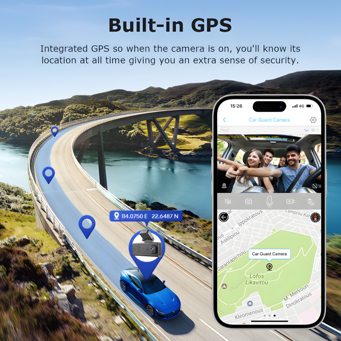 Camera auto de bord, Supraveghere parcare, 4G, GPS goBERA®, Dual Lens 3MP+3MP, Radar fata spate, OBD, Vedere nocturna, WiFi, Full HD, Monitorizare Parcare 24H, Aplicatie dedicata [6]