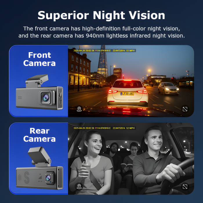 Camera auto de bord, Supraveghere parcare, 4G, GPS goBERA®, Dual Lens 3MP+3MP, Radar fata spate, OBD, Vedere nocturna, WiFi, Full HD, Monitorizare Parcare 24H, Aplicatie dedicata [11]