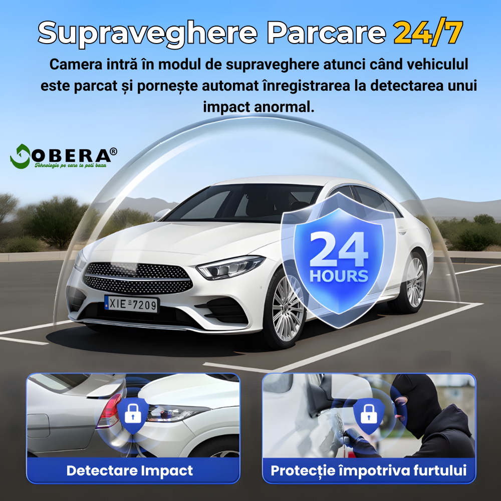 Camera auto de bord, Supraveghere parcare, 4G, GPS goBERA®, Dual Lens 3MP+3MP, Radar fata spate, OBD, Vedere nocturna, WiFi, Full HD, Monitorizare Parcare 24H, Aplicatie dedicata [3]