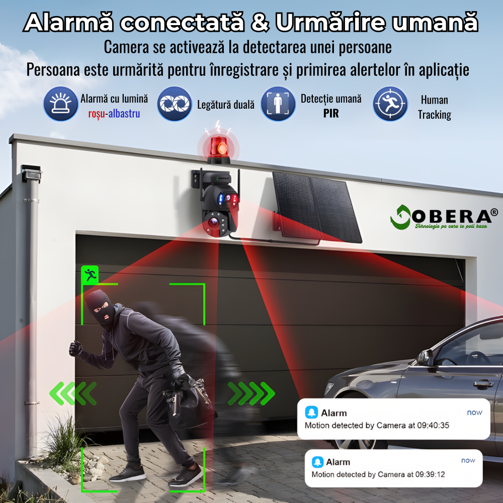 Camera de Supraveghere 24/7 goBERA®, 3MP+3MP, Panou Solar 20W, Baterie 20000mAh, Zoom Optic 20X, Detectie Umana PIR, Vedere Nocturna 30m, Pan-Tilt, Audio Bidirectional, IP66, Stocare Cloud/TF 128GB [6]