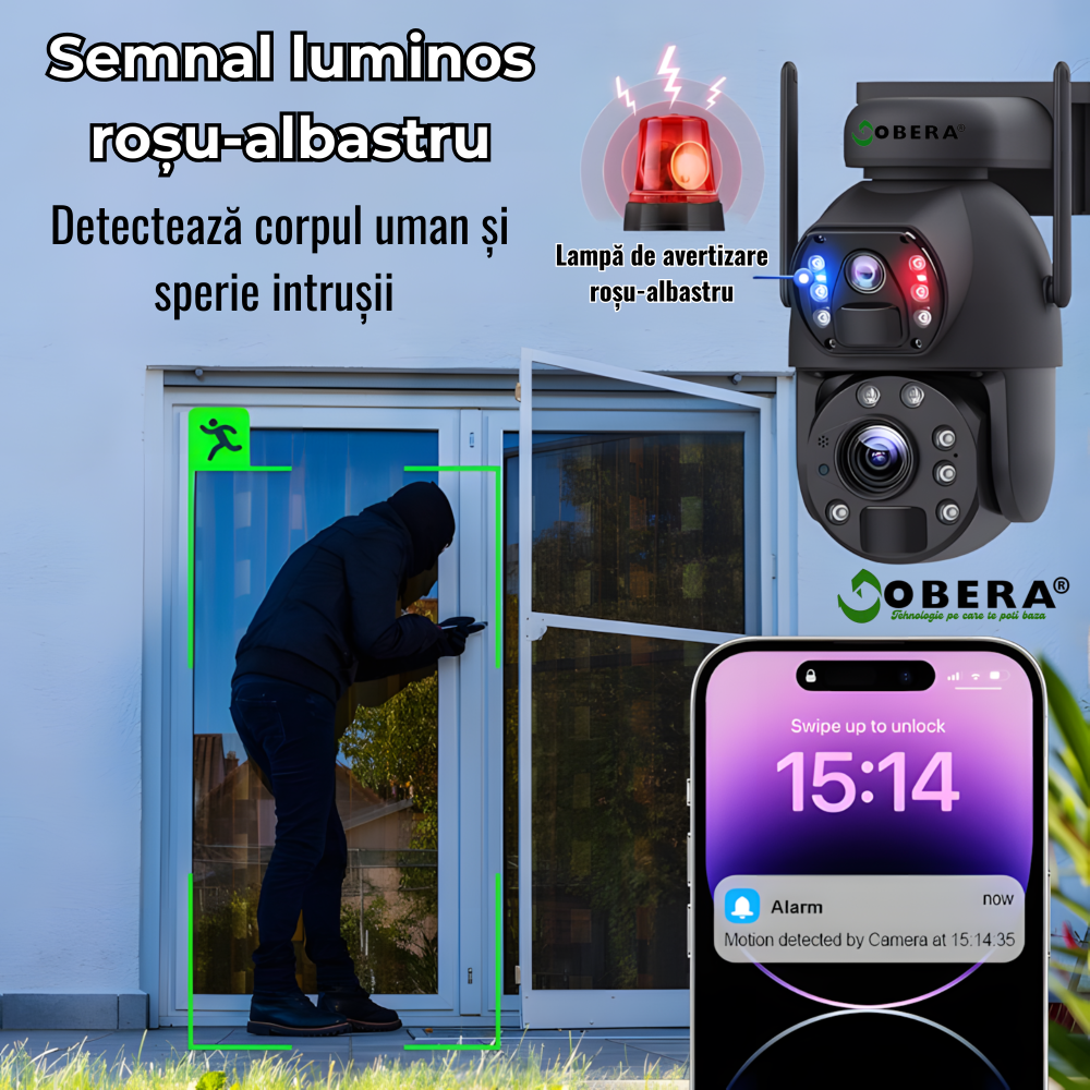 Camera de Supraveghere 24/7 goBERA®, 3MP+3MP, Panou Solar 20W, Baterie 20000mAh, Zoom Optic 20X, Detectie Umana PIR, Vedere Nocturna 30m, Pan-Tilt, Audio Bidirectional, IP66, Stocare Cloud/TF 128GB [5]