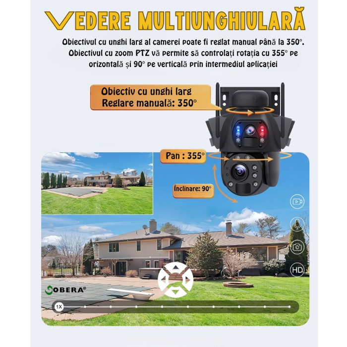 Camera de supraveghere goBERA® 3MPx+3MPx, Conexiune4G, Zoom Optic 20x, Panou Solar 6W, Acumulatori 12000 mAh, PTZ Bullet, Lentile Duale, Auto Tracking, Rotire 355°,10 Leduri, Senzori miscare IR 50m [4]