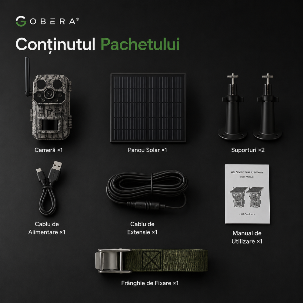 Camera de supraveghere goBERA® Solara 4G, 3MP HD, Panou Solar 6W, Baterie 7800mAh, Detectare PIR Tripla, Recunoastere Animala, Audio Bidirectional, GPS, Full Color Night Vision, Stocare TF/Cloud [9]