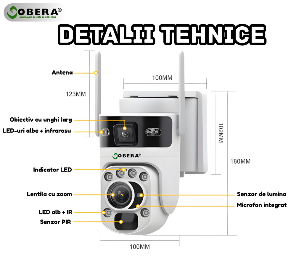 Camera de Supraveghere Solara 6MP goBERA®️, Zoom Optic 20X, Dual Lens, 4G SIM, PTZ 355°/90°, Panou Solar 6W, Baterie 10050mAh, Viziune Nocturna Color + IR, Audio Bidirectional, Tracking Uman, IP66, Cl [7]