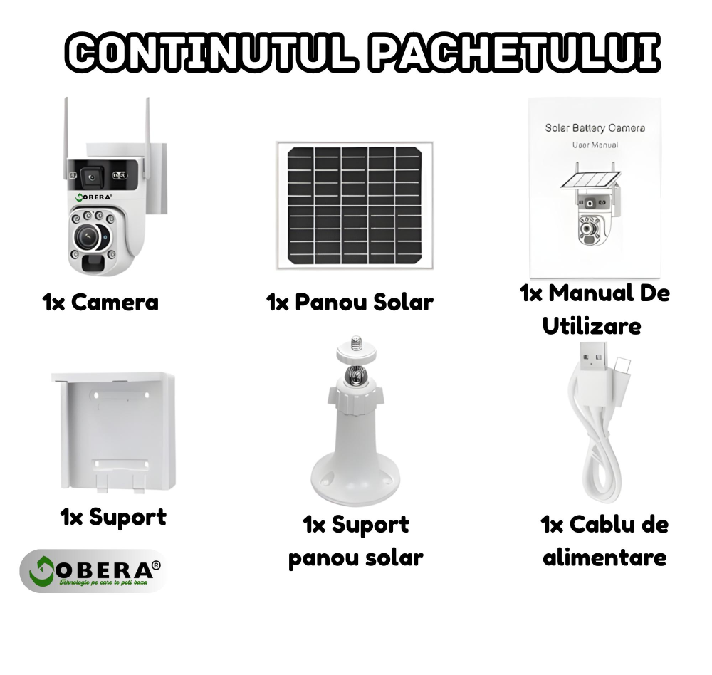 Camera de Supraveghere Solara 6MP goBERA®️, Zoom Optic 20X, Dual Lens, 4G SIM, PTZ 355°/90°, Panou Solar 6W, Baterie 10050mAh, Viziune Nocturna Color + IR, Audio Bidirectional, Tracking Uman, IP66, Cl [8]