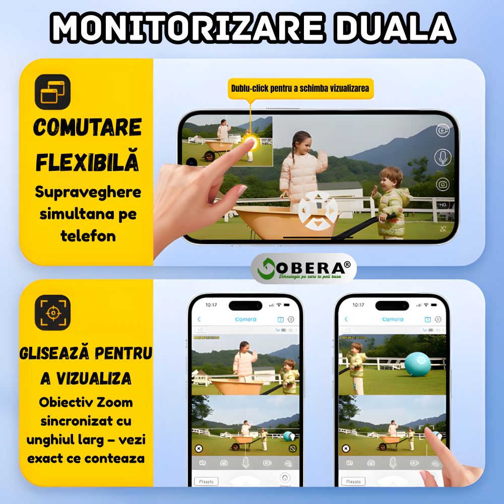 Camera de Supraveghere Solara 6MP goBERA®️, Zoom Optic 20X, Dual Lens, 4G SIM, PTZ 355°/90°, Panou Solar 6W, Baterie 10050mAh, Viziune Nocturna Color + IR, Audio Bidirectional, Tracking Uman, IP66, Cl [4]