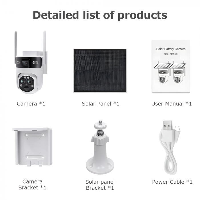 Camera de Supraveghere Solara cu 3 Lentile goBERA®️, Zoom Hibrid 15X, 4G, Panou Solar 5W, Baterie 7800mAh, IR + LED, Viziune Nocturna Color, PTZ 350°/90°, Detectare Umana si Tracking AI [13]