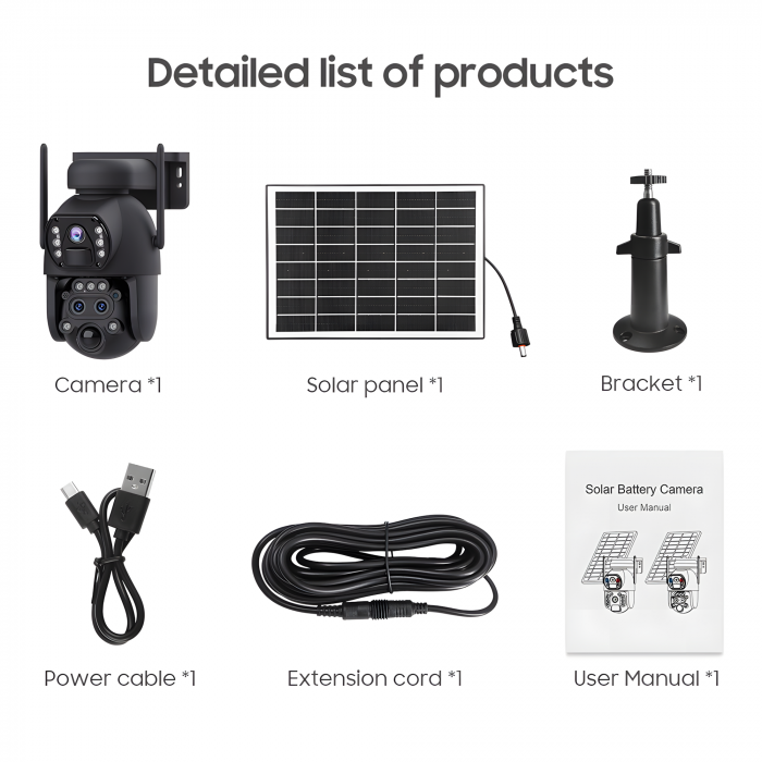 Camera de Supraveghere Solara cu 3 Lentile goBERA®️, Zoom Hibrid 15X, 4G, Panou Solar 6W, Baterie 12000mAh, IR + LED, Viziune Nocturna Color, PTZ 350°/90°, Detectare Umana si Tracking, Audio Bidirecti [12]