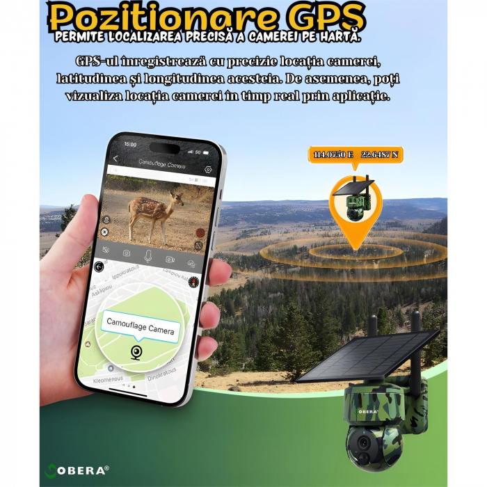 Camera de Supraveghere Solara cu GPS goBERA®, 3MP, 4G, Panou solar 5w, IR 940NM, Viziune Nocturna, Pan-Tilt 355°/90°, Unghi PTZ, Detectare Miscare PIR, Audio Bidirectional, IP66, Baterie 7800mAh, Obie [3]