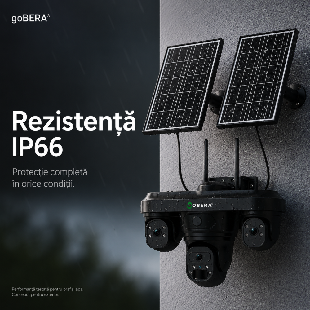 Camera Supraveghere Exterior 4G Solară AOV 3 Lentile goBERA®, AI Detectie Umana, Baterie 20100mAh, IP66, SIM 4G [7]