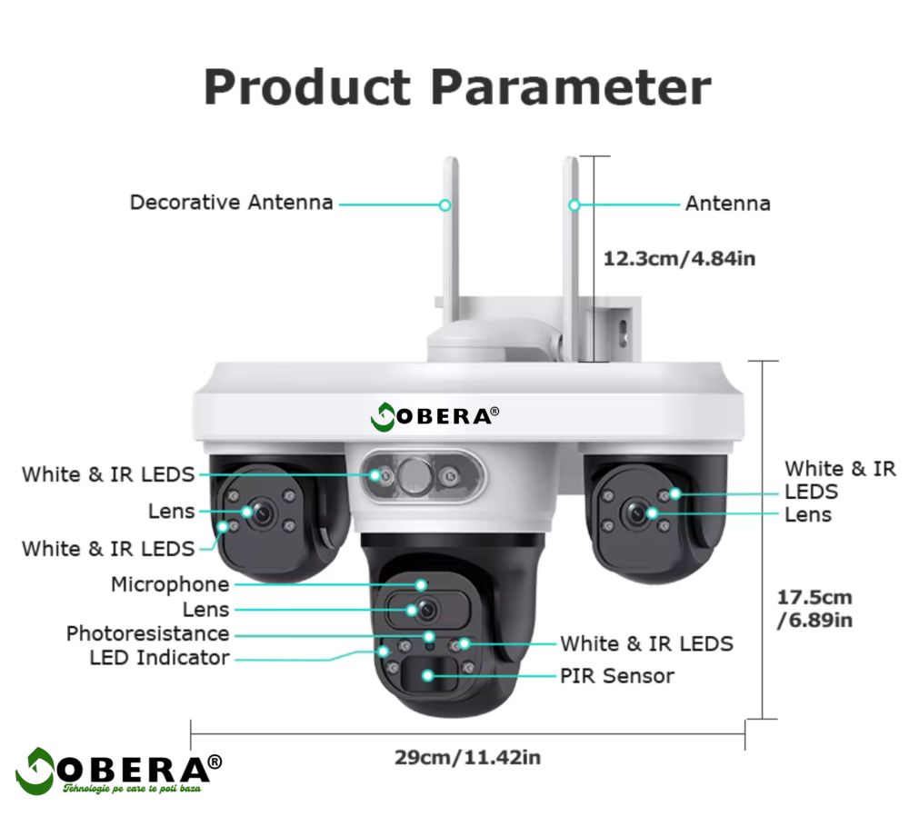 Camera Supraveghere Exterior 4G Solară AOV 3 Lentile goBERA®, AI Detectie Umana, Baterie 20100mAh, IP66, SIM 4G [3]