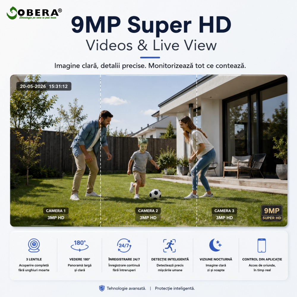 Camera Supraveghere Exterior 4G Solară AOV 3 Lentile goBERA®, AI Detectie Umana, Baterie 20100mAh, IP66, SIM 4G [3]