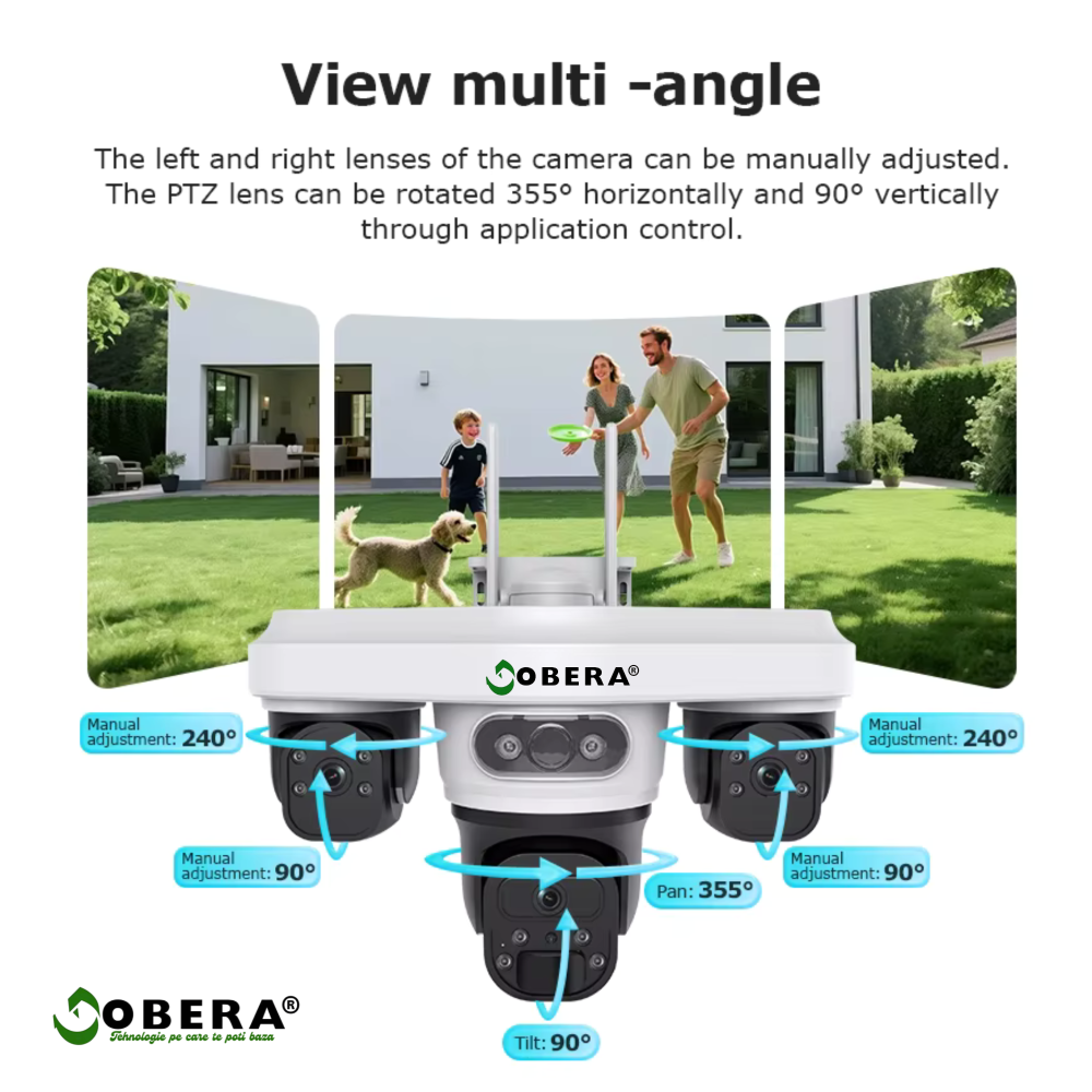 Camera Supraveghere Exterior 4G Solară AOV 3 Lentile goBERA®, AI Detectie Umana, Baterie 20100mAh, IP66, SIM 4G [8]