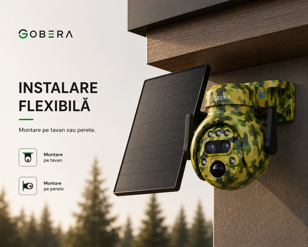 Cameră Supraveghere PTZ Camuflaj 4G cu Panou Solar, 6MP, Zoom Optic 12X, Detectare PIR, Vedere Noapte, Control din Telefon, IP65 [7]