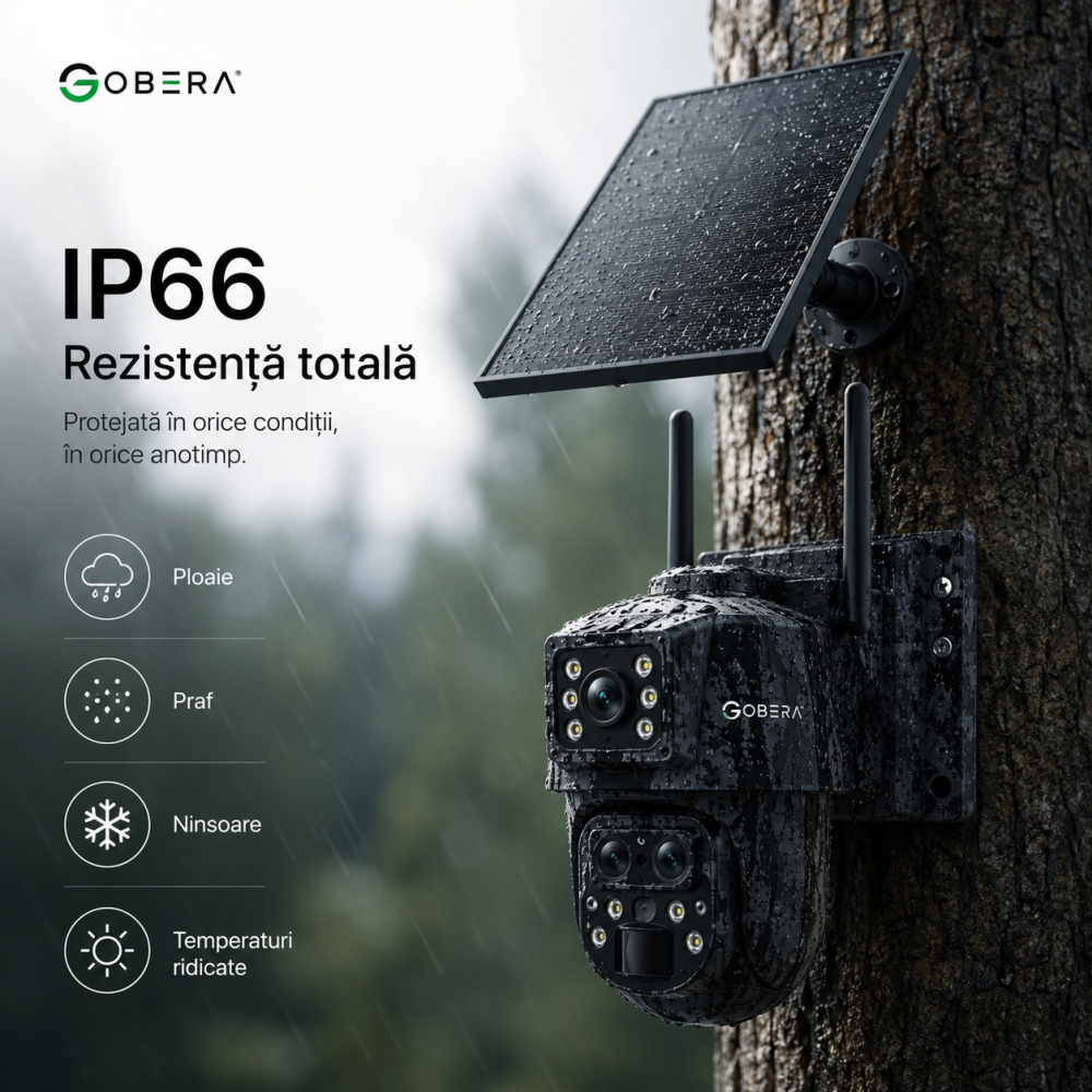 Camera supraveghere solara camuflaj, goBERA®, 6MP, 4G, zoom optic 15X, vedere nocturna color, detectie miscare PIR, audio bidirectional, control rotativ PAN-TILT, aplicatie UBOX, stocare microSD 128GB [3]
