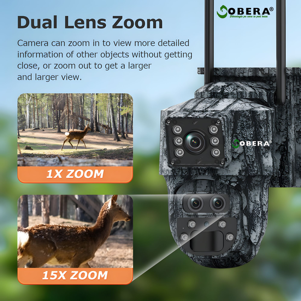 Camera supraveghere solara camuflaj, goBERA®, 6MP, 4G, zoom optic 15X, vedere nocturna color, detectie miscare PIR, audio bidirectional, control rotativ PAN-TILT, aplicatie UBOX, stocare microSD 128GB [2]